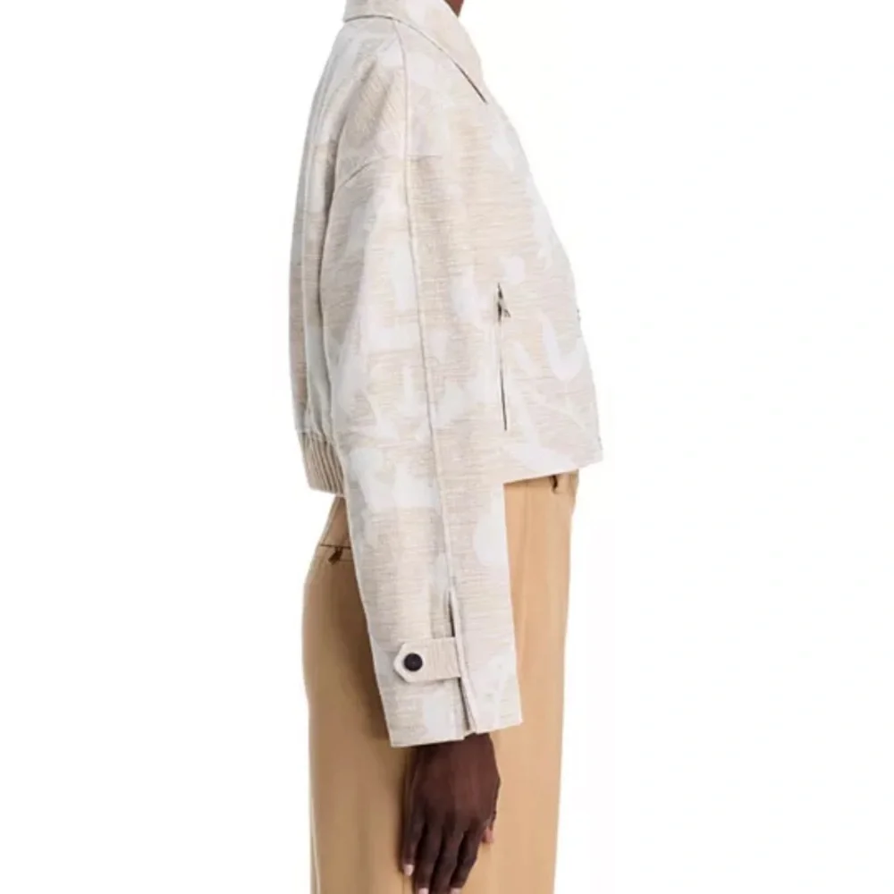 Beige Patterned Cropped Jacket - Picture 4 of 9